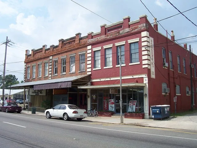 Brick buildings, Old Square, Plaquemine, Louisiana