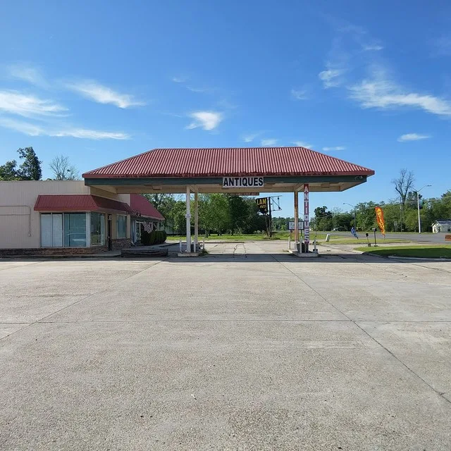 Antique store and other businesses along the Blues Highway (US 61) in Sorrento, Louisiana