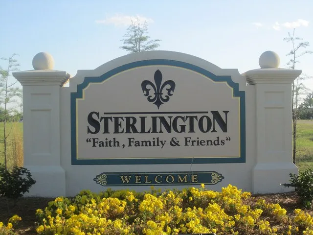 I took photo with Canon camera in Sterlington, LA: town welcome sign.