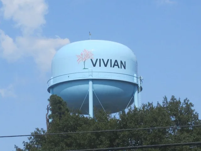 I took photo of Vivian Water Tower in Vivian, LA, with Canon camera.