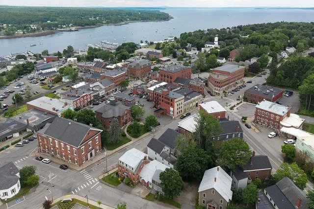 Aerial view of Belfast, Maine (pop. 6,938).