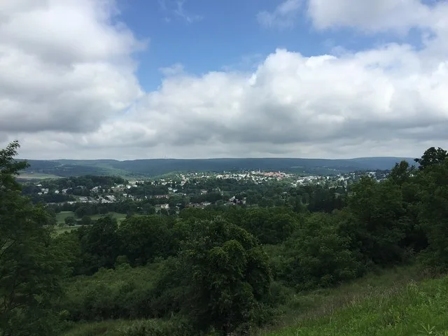 View of Frostburg, Allegany County, Maryland from Maryland State Route 36 (New Georges Creek Road) just north of Interstate 68 (National Freeway)
