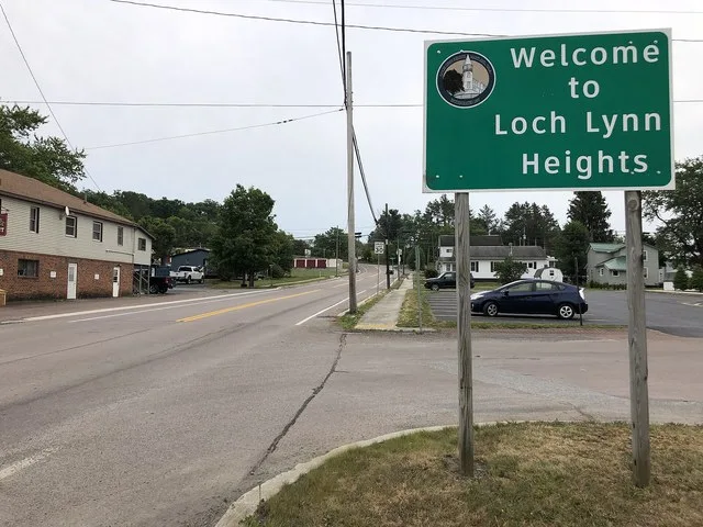 View south along Maryland State Route 560 (Paul Street) at First Avenue in Loch Lynn Heights, Garrett County, Maryland