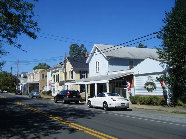 Stores along North Morris Street in Oxford, Maryland