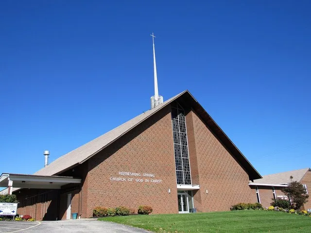 Refreshing Spring Church of God in Christ, the former Riverdale Baptist Church, in Riverdale Park, Maryland.
