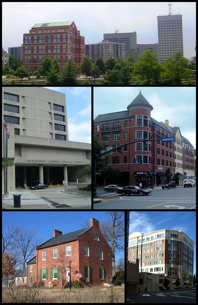 A photographic montage of Rockville , Maryland , designed for use in Wikipedia infoboxes and the like.