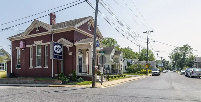 Intersection of Market and Race Streets in Vienna, Maryland, USA