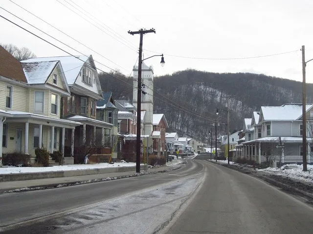 Westernport, Maryland . Downtown looking east on Church St.
