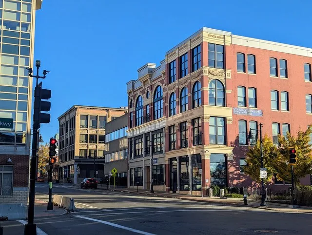 North Downtown Historic District (Brockton, Massachusetts) as it appeared in 2024.