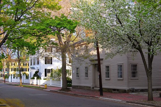 18th and 19th century homes in the Federal Street District of Salem, Massachusetts.