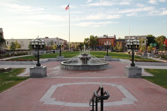 Photo from Park Square (AKA "The Green") in Westfield, Massachusetts as construction nears completion