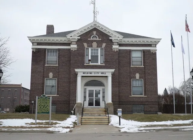 The Belding City Hall, located at 120 Pleasant St, Belding, MI.