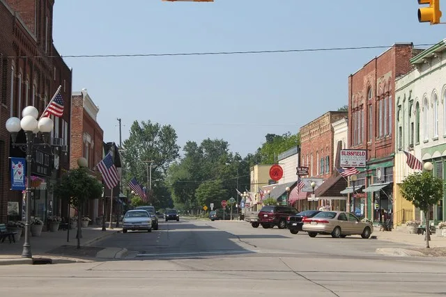 Blissfield Village Michigan central business district, S. Lane Street