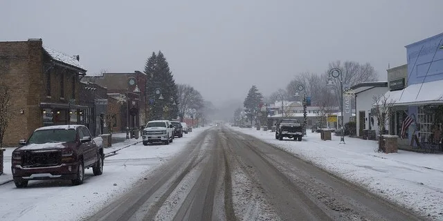 Downtown Bridgman on a snowy day