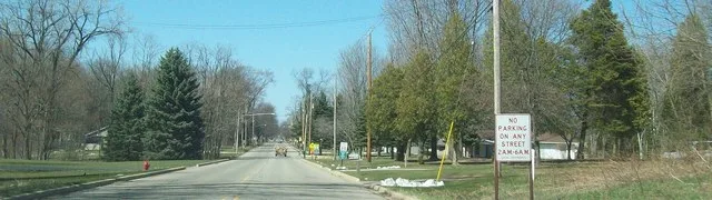 View of Centreville, entering North from Klinger Lake Rd., about to change to Clark St.
