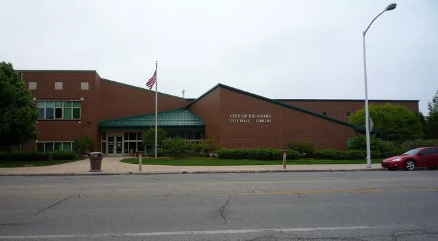 City Hall and Library, Escanaba, Michigan , USA.