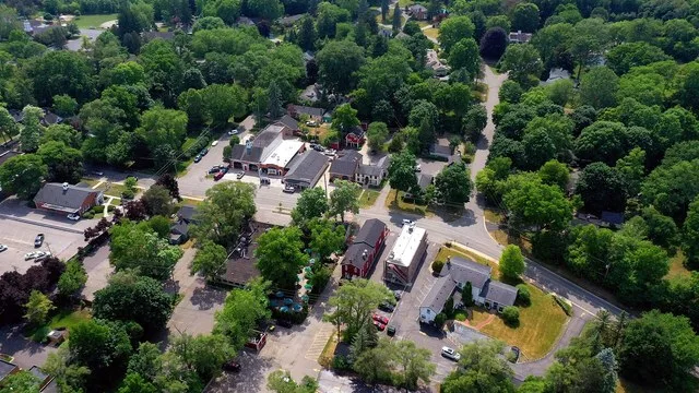 Franklin, Michigan's downtown along Franklin Rd. just south of 14 Mile Rd. in Detroit's northern suburbs (2022).