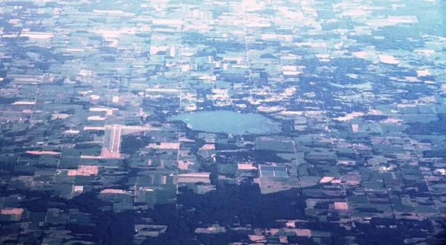 Aerial view from the south towards north, over Newaygo County, Michigan.