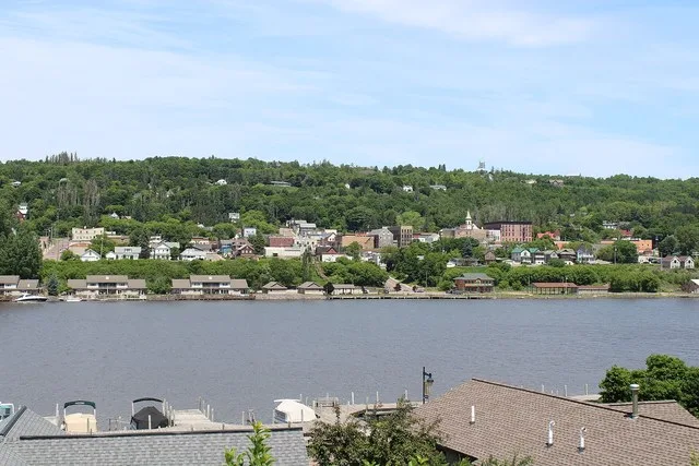 View of Hancock, Michigan from Houghton, Michigan .