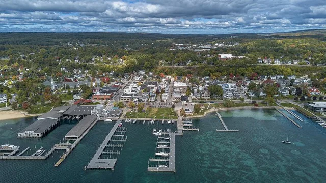 Aerial view of Harbor Springs, Michigan in 2025