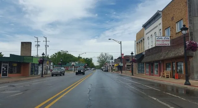 Looking north along Main Street (M-66), Lake City, MI