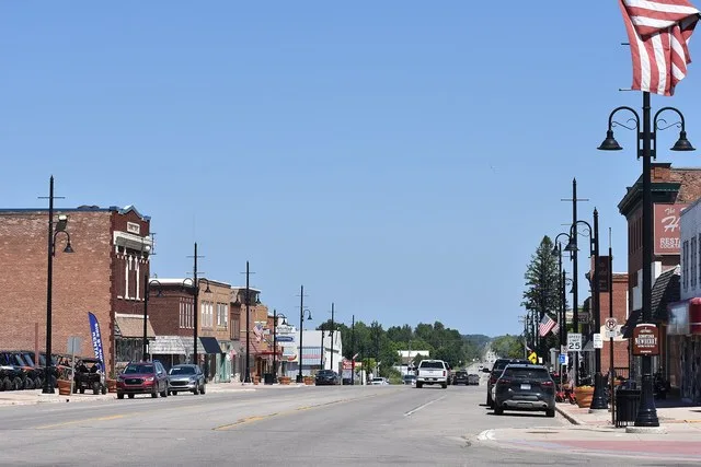 Downtown Newberry, Michigan in July 2026.