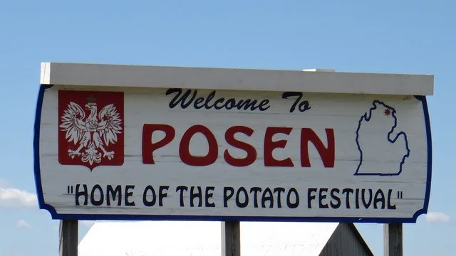 This is a photograph that I took of the welcome sign for the Village of Posen in Michigan.