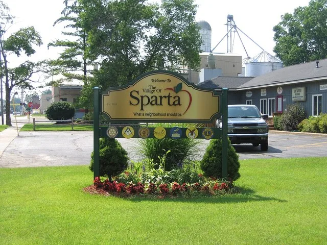 new welcome sign to Sparta, MI