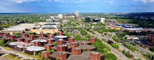 Skyline of the city of Troy looking east from the the intersection of Coolidge Hwy and Big Beaver Rd (16 Mile Rd)