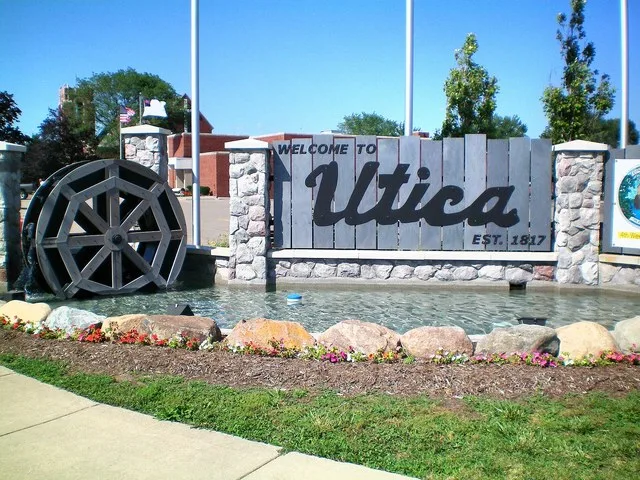 Utica Michigan Downtown Welcome Sign