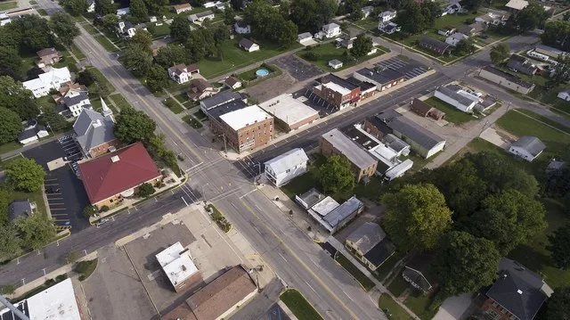 This is an Aerial Photo of White Pigeon, Michigan taken on September 20, 2016 by an FAA Certified Drone Pilot under 14 CFR 107. This photo can be used for Commercial Purpose.