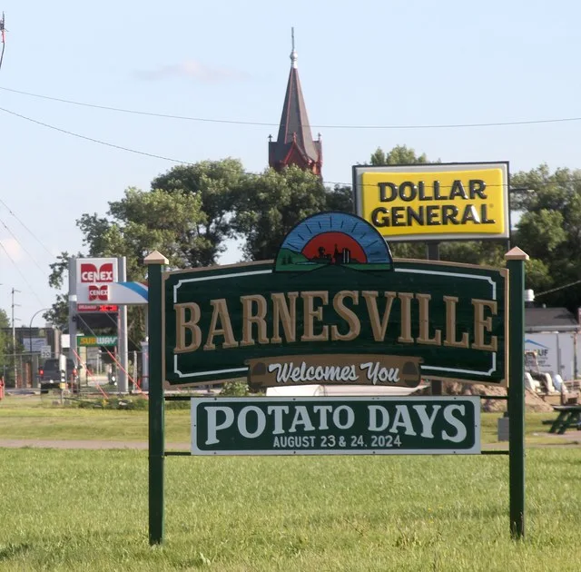 Welcome sign Barnesville, Minnesota, USA,