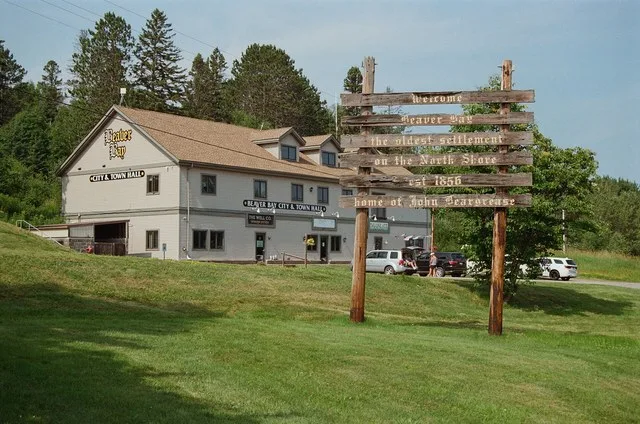 Beaver Bay, Minnesota Town Hall and Welcome Sign