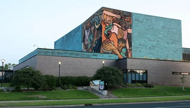 Photograph of Bloomington's City Hall & Arts Center in 2023 taken from 98th St