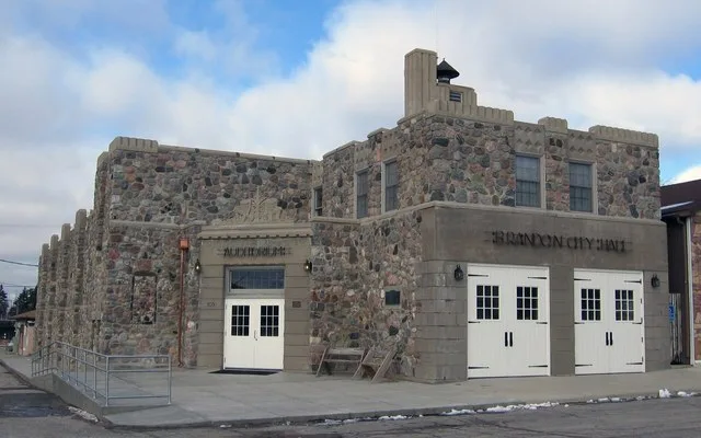 Brandon Auditorium and City Hall restoration A unique WPA project constructed of concrete and fieldstone Historically called, Brandon Auditorium and Fire Hall Brandon, Minnesota...
