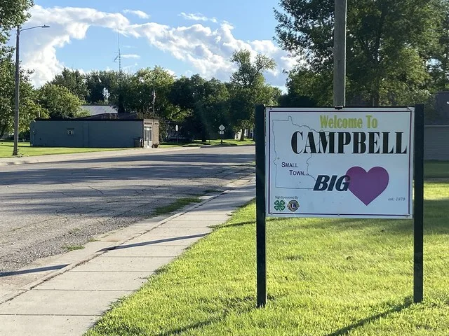 Welcome sign Campbell, Minnesota, USA