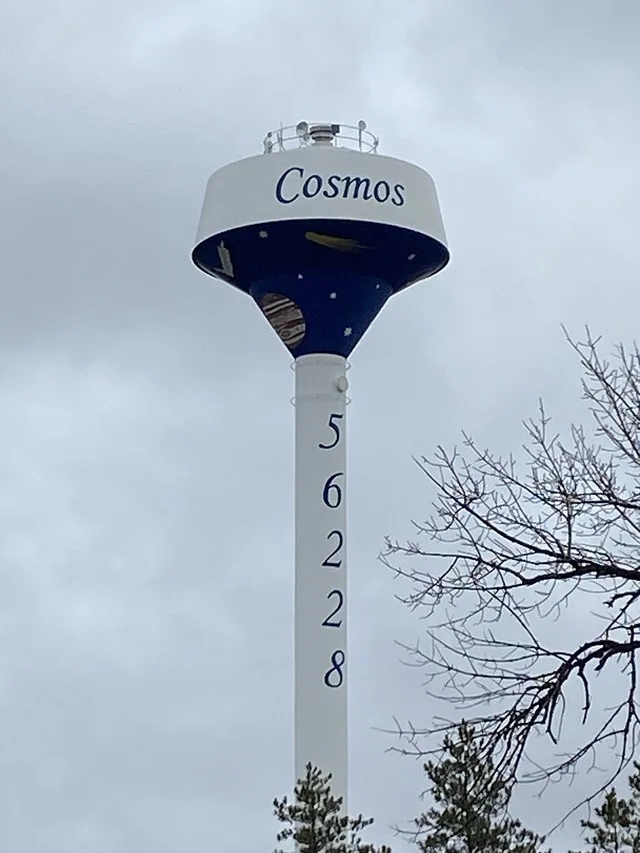 Water tower in Cosmos, Minnesota, USA