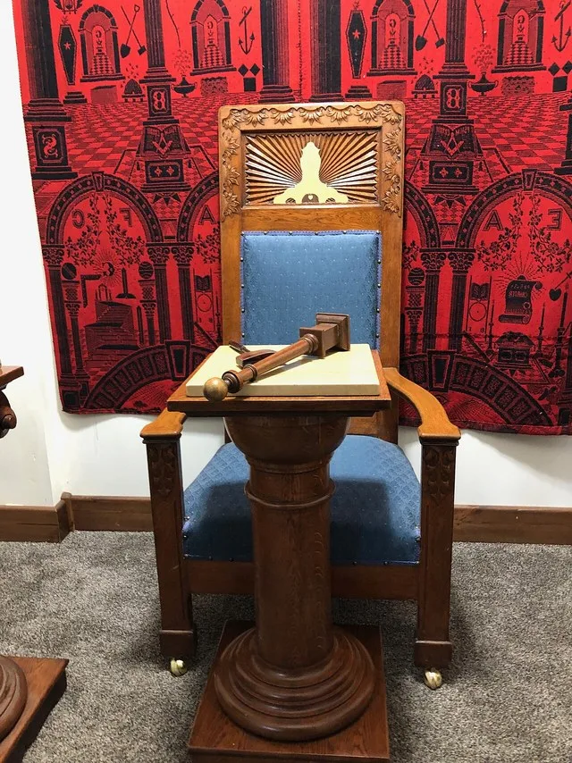 Masonic desk and chair Dawson Bank Museum 759 6th Street Dawson, Minnesota, USA 56232