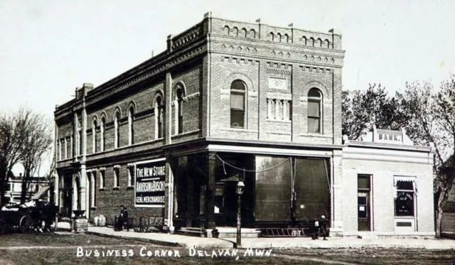 Street scene, Delavan, Minnesota, 1914