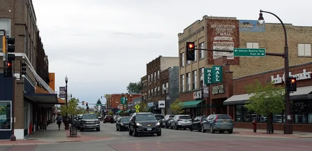 Washington Avenue at Front Street looking south Detroit Lakes, Minnesota