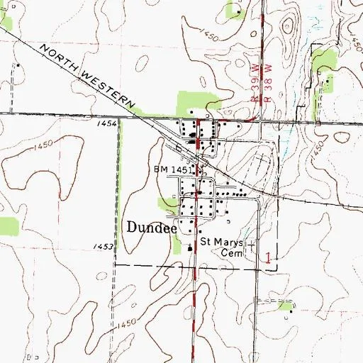 Dundee, Minnesota, topographic map