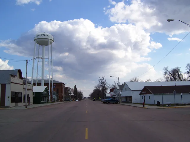 A view of Broadway Street in Ellsworth, Minnesota. My own work.