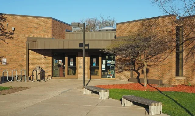 Golden Valley Library, 830 Winnetka Ave N, Golden Valley, Minnesota. Viewed from the east-northeast.