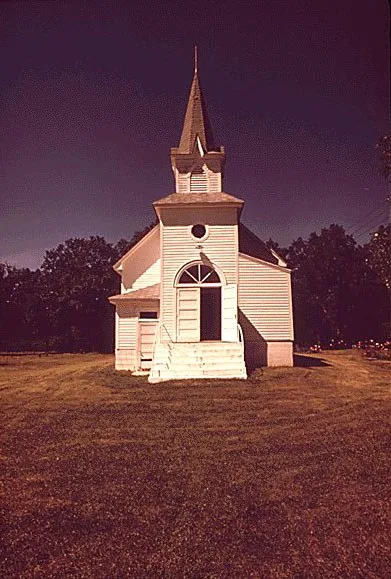 Original caption: "St. Pietro's Lutheran church at Grygla is 75 years old, 06/1973." Photographed by Jonas Dovydenas.
