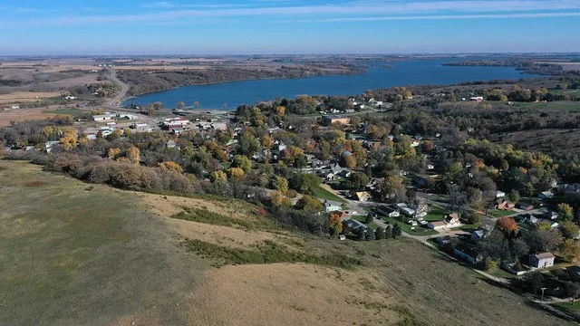 An aerial view of the town of Lake Benton, Minnesota.