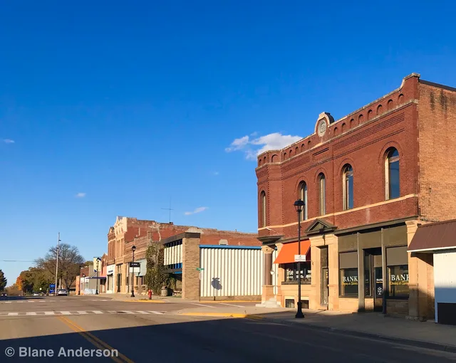 Photograph of the Main Street historical business block taken October 19, 2019