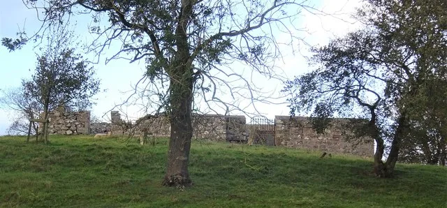 Lamberton Kirk. south side with entrance path. Berwickshire. Entrances to the two aisles visible, Renton to the right and Logan to the left.