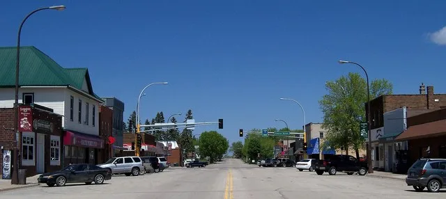Street in downtown Lonsdale, Minnesota, USA.