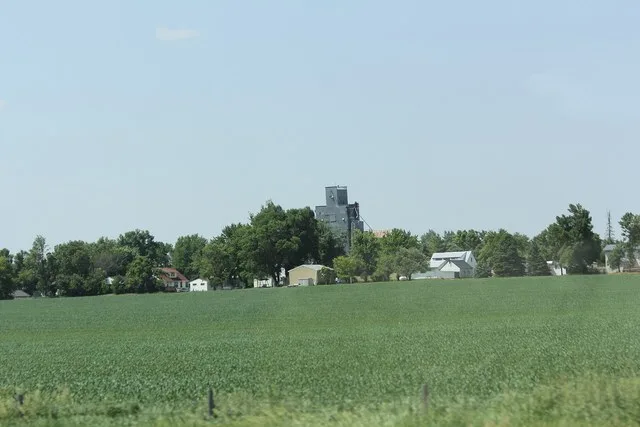 Buildings in Magnolia, Minnesota from Interstate 90.