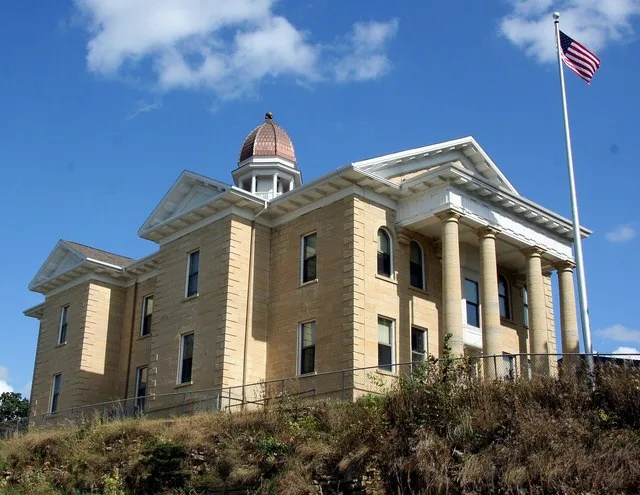 Dodge County Courthouse as seen from Minnesota State Highway 57 in Mantorville, Minnesota